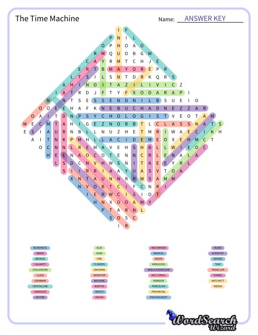 The Time Machine Word Search Puzzle