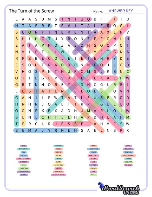 The Turn of the Screw Word Search Puzzle