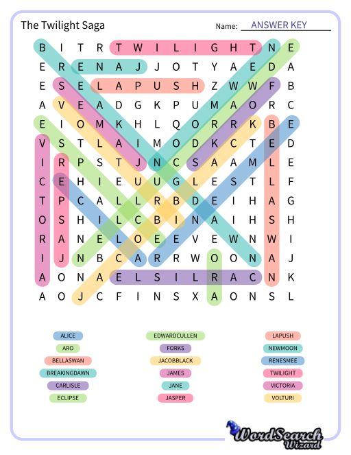 The Twilight Saga Word Search Puzzle