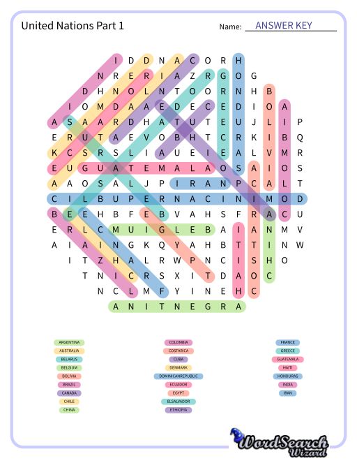 United Nations Part 1 Word Search Puzzle