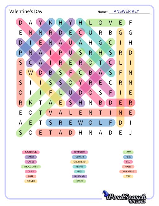 Valentine's Day Word Search Puzzle