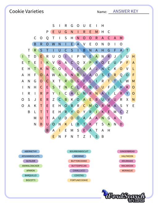 Cookie Varieties Word Search Puzzle