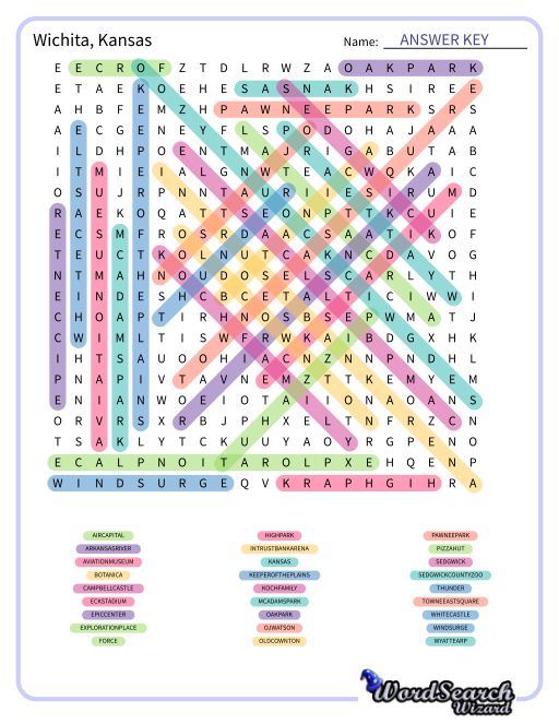 Wichita, Kansas Word Search Puzzle