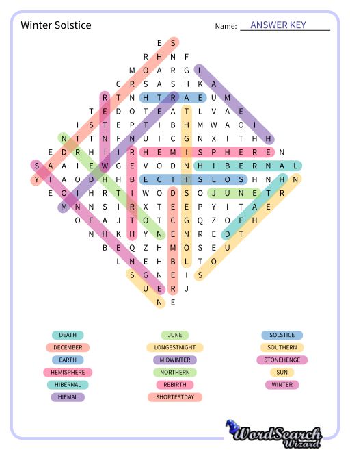 Winter Solstice Word Search Puzzle