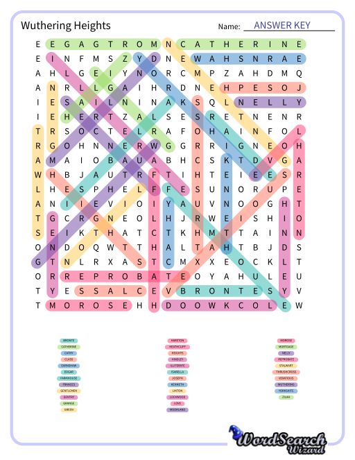 Wuthering Heights Word Search Puzzle